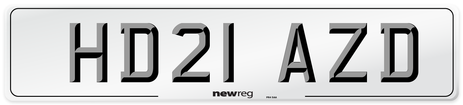 HD21 AZD Number Plate from New Reg